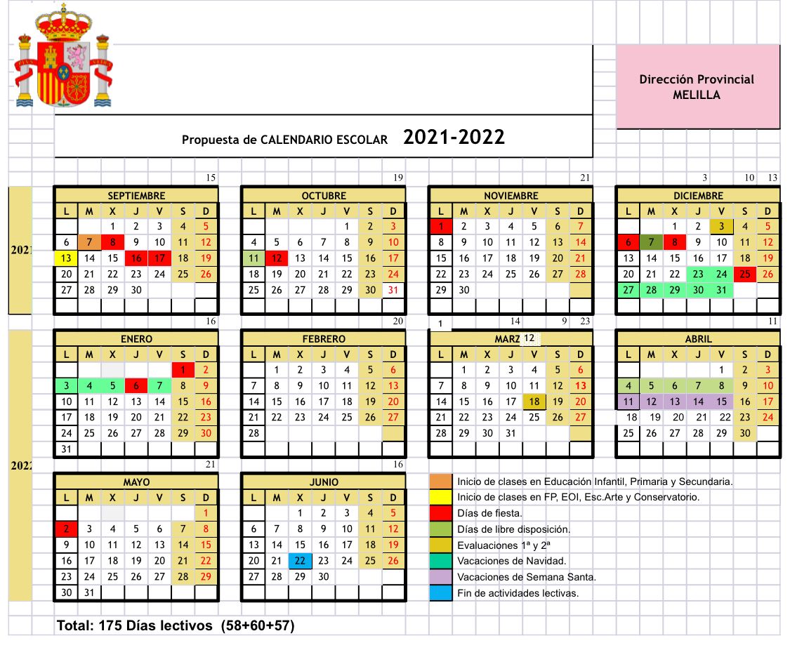 ANPE Ceuta y Melilla Calendario escolar Melilla